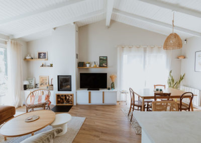 Salon moderne rénové par architecte d’intérieur avec mobilier sur mesure et lumière naturelle